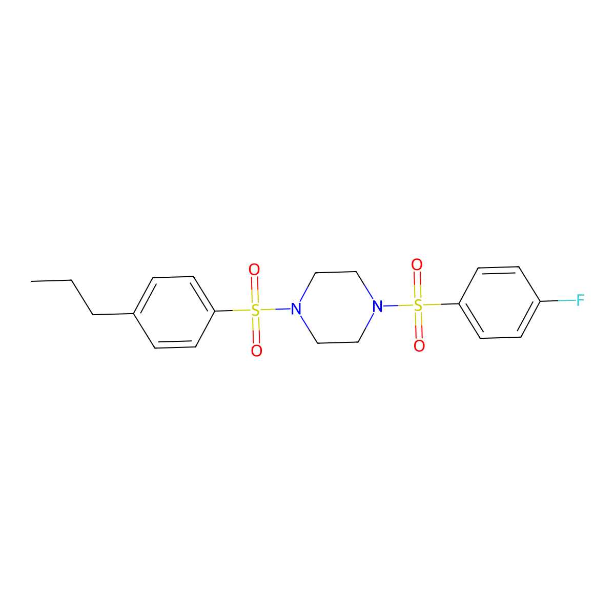 1-(4-Fluorophenyl)sulfonyl-4-(4-propylphenyl)sulfonylpiperazine molecular structure, CAS 588681-71-4