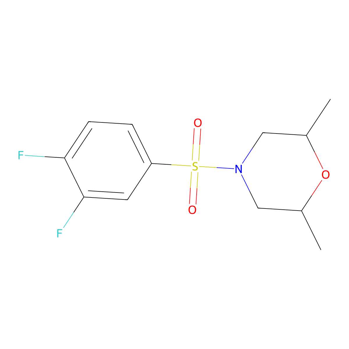 4-(3,4-Difluorobenzenesulfonyl)-2,6-dimethylmorpholine molecular structure, CAS 588681-77-0