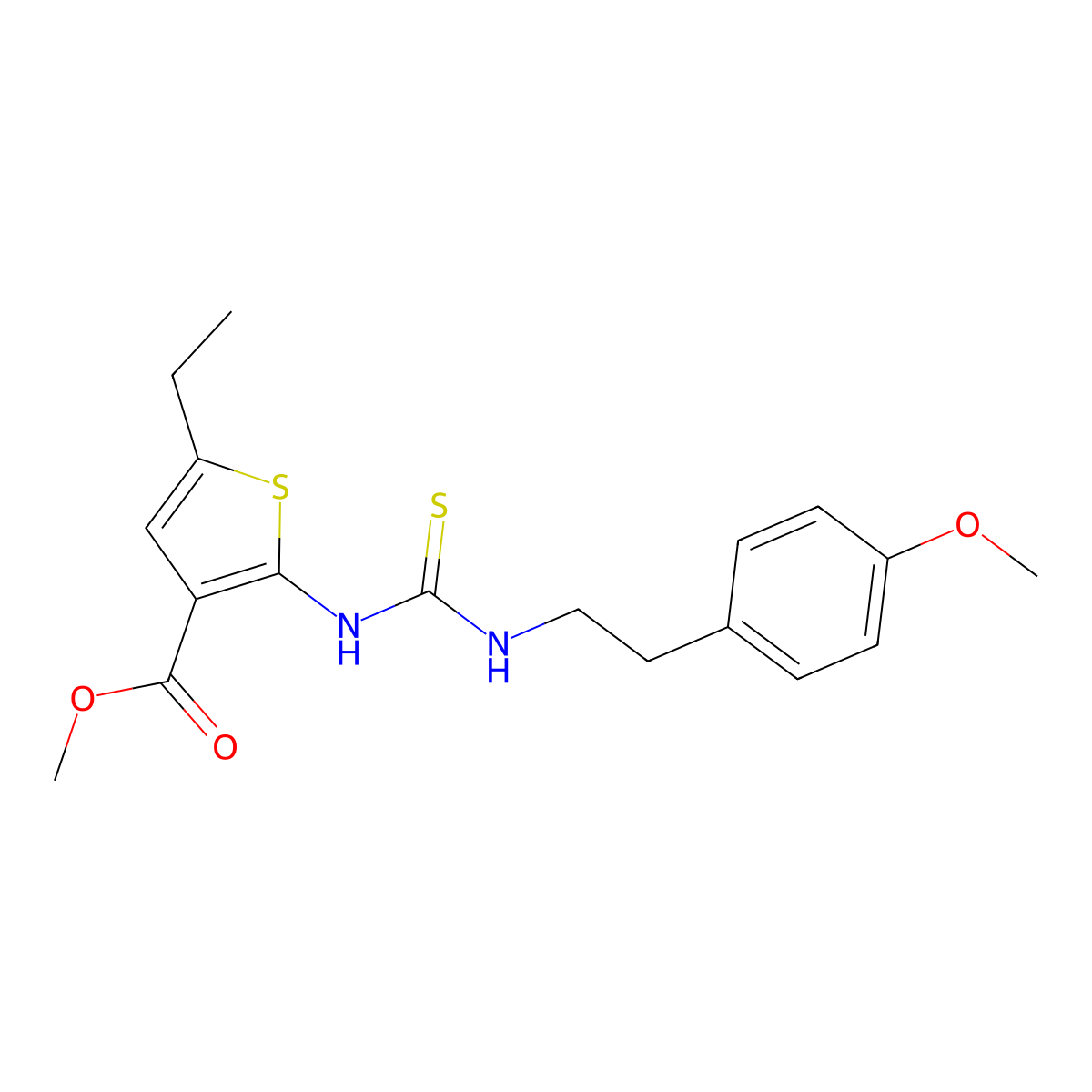 Methyl 5-ethyl-2-({[2-(4-methoxyphenyl)ethyl]carbamothioyl}amino)thiophene-3-carboxylate molecular structure, CAS 588681-80-5