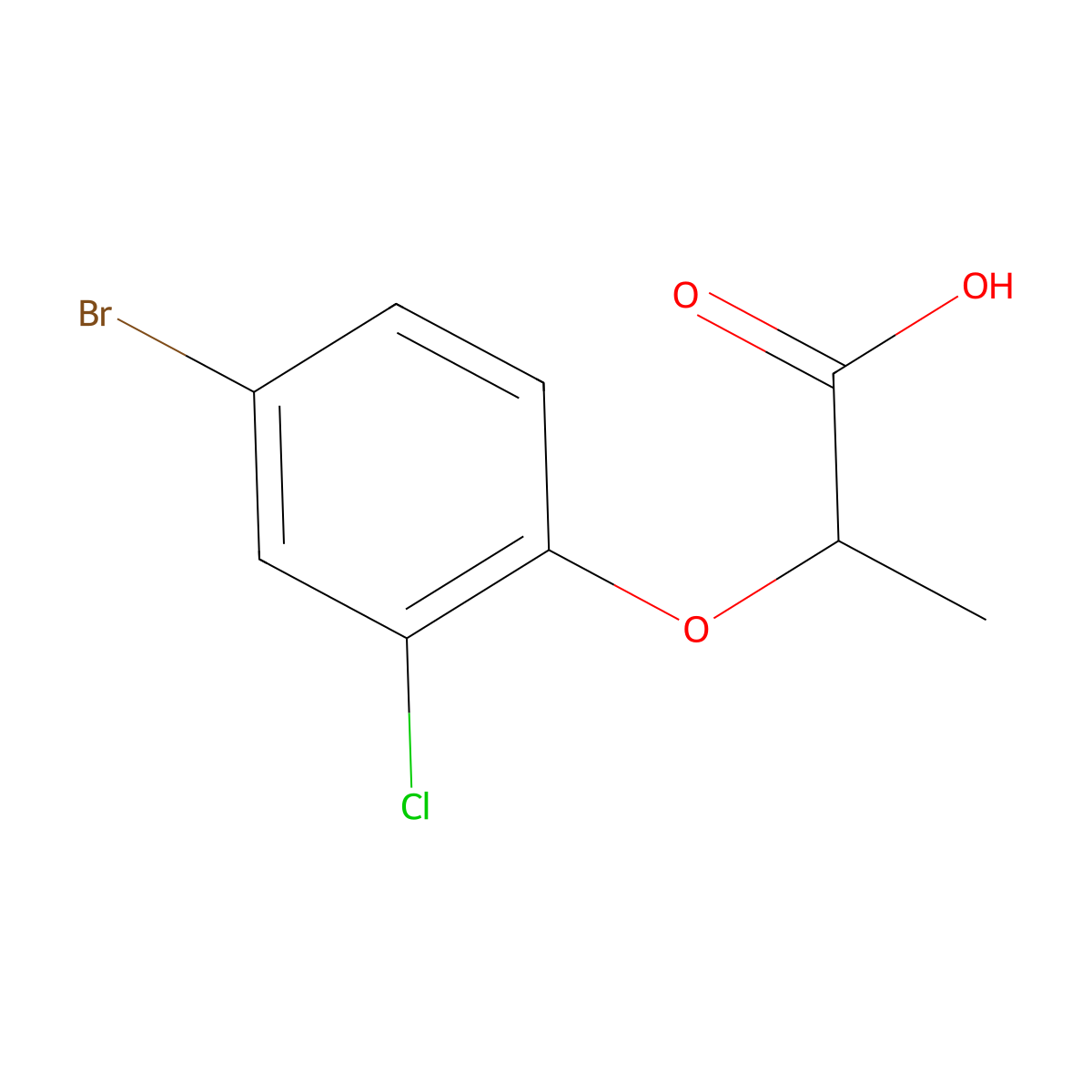 2-(4-Bromo-2-chlorophenoxy)propanoic acid molecular structure, CAS 588681-97-4