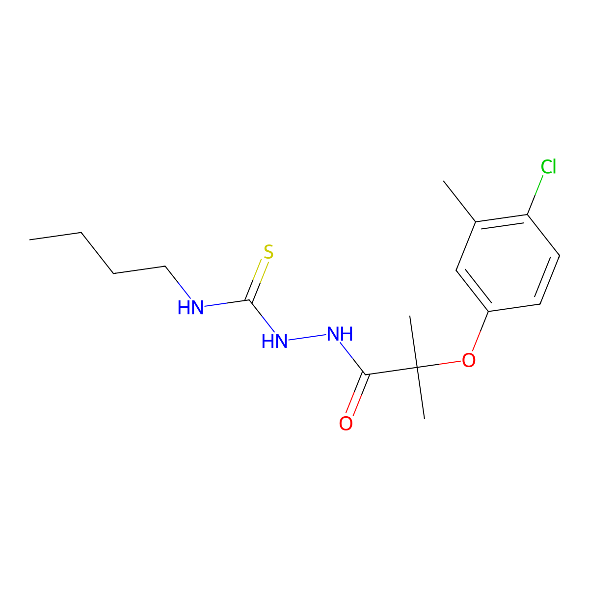 1-Butyl-3-[[2-(4-chloro-3-methylphenoxy)-2-methylpropanoyl]amino]thiourea molecular structure, CAS 588682-44-4