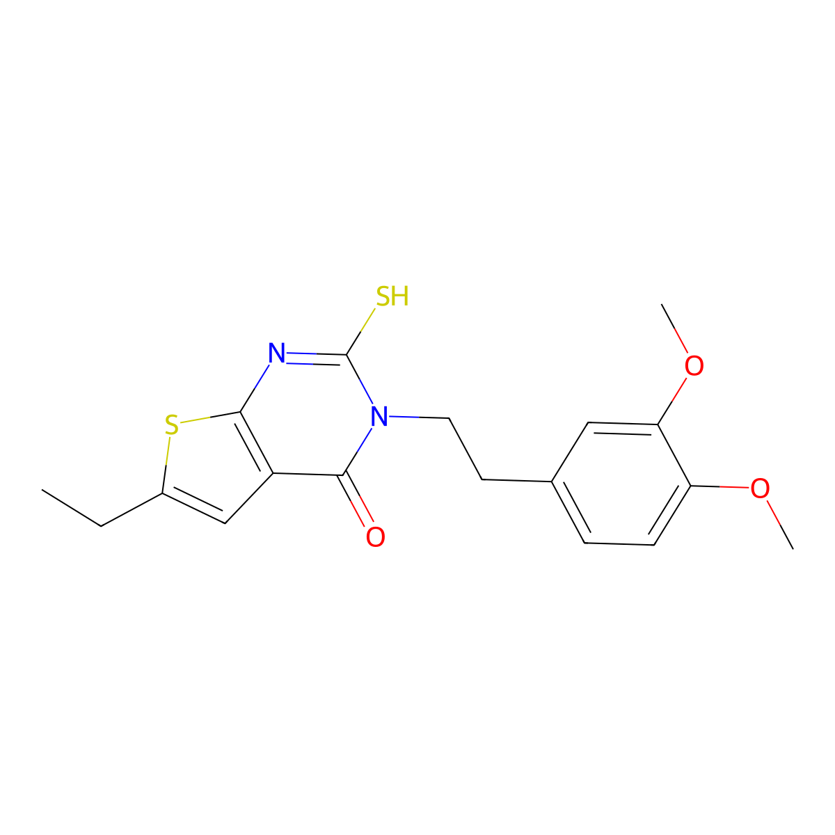 3-[2-(3,4-dimethoxyphenyl)ethyl]-6-ethyl-2-sulfanyl-3H,4H-thieno[2,3-d]pyrimidin-4-one molecular structure, CAS 588682-61-5