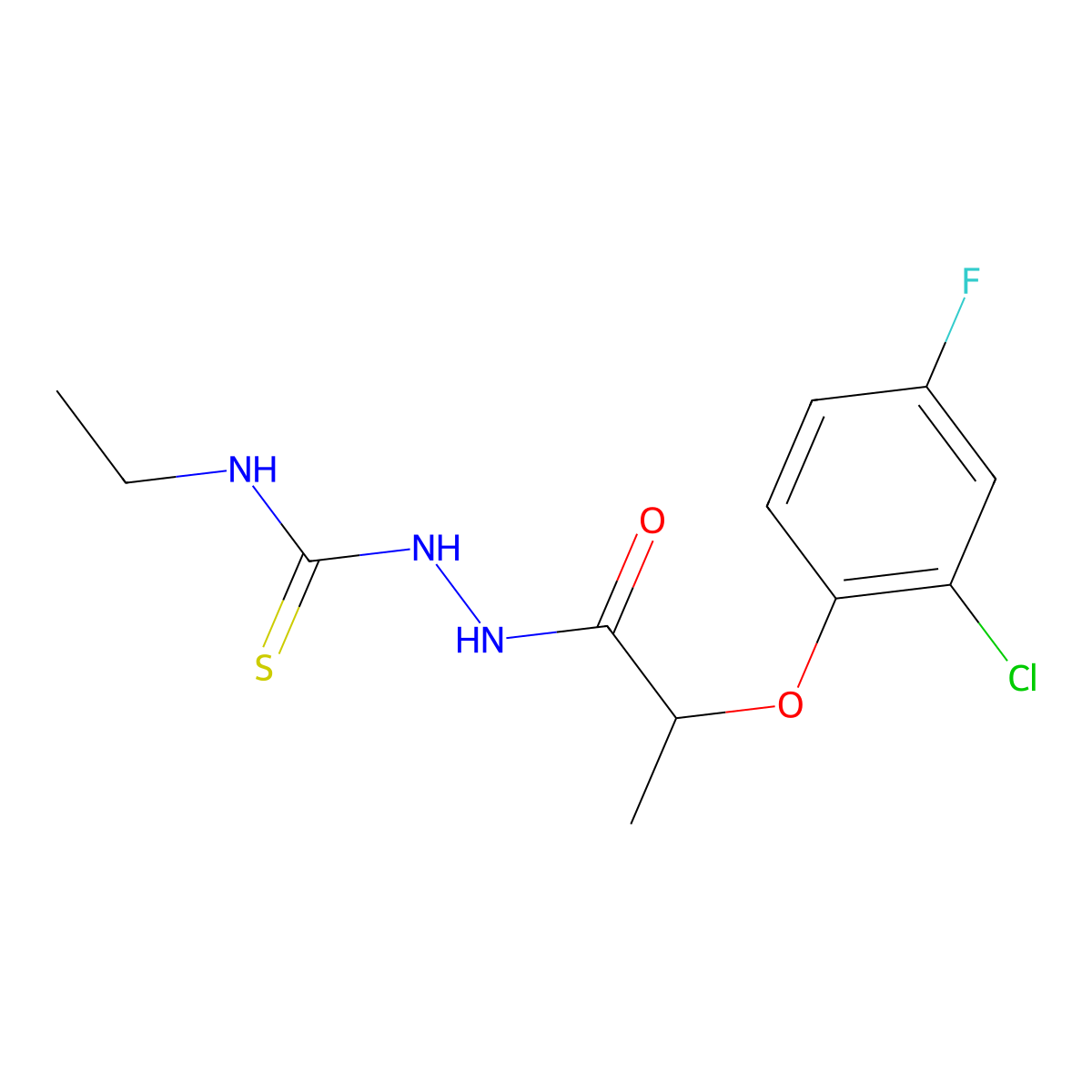 1-[2-(2-Chloro-4-fluorophenoxy)propanoylamino]-3-ethylthiourea molecular structure, CAS 588682-66-0