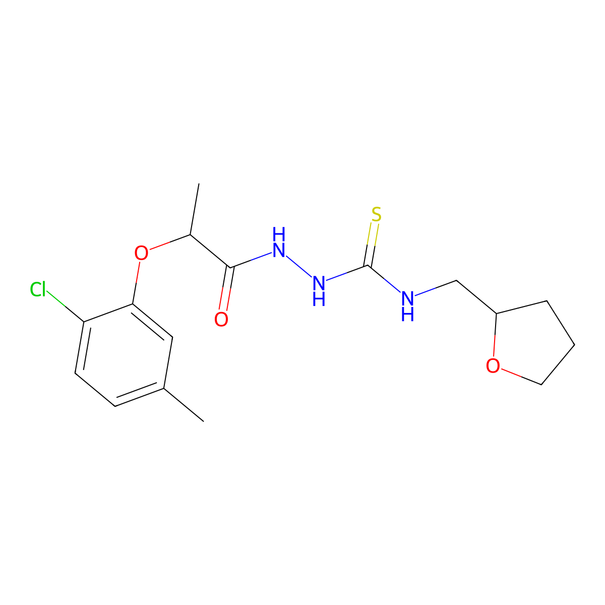 1-[2-(2-Chloro-5-methylphenoxy)propanoylamino]-3-(oxolan-2-ylmethyl)thiourea molecular structure, CAS 588682-70-6