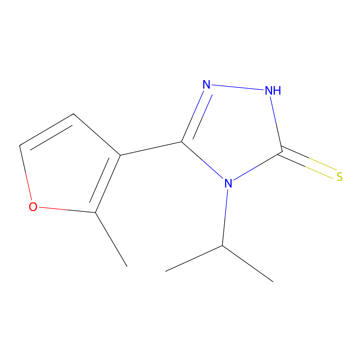 2,4-Dihydro-4-(1-methylethyl)-5-(2-methyl-3-furanyl)-3H-1,2,4-triazole-3-thione molecular structure, CAS 588682-90-0