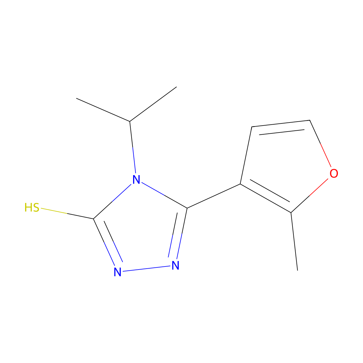 2,4-Dihydro-4-(1-methylethyl)-5-(2-methyl-3-furanyl)-3H-1,2,4-triazole-3-thione molecular structure, CAS 588682-90-0