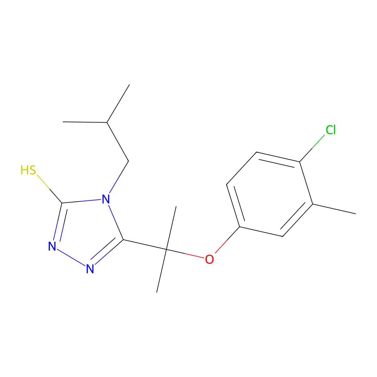 3-[2-(4-chloro-3-methylphenoxy)propan-2-yl]-4-(2-methylpropyl)-1H-1,2,4-triazole-5-thione molecular structure, CAS 588682-92-2