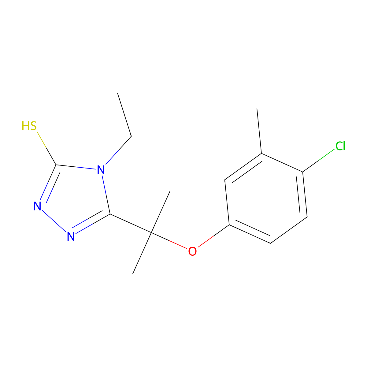 3-[2-(4-chloro-3-methylphenoxy)propan-2-yl]-4-ethyl-1H-1,2,4-triazole-5-thione molecular structure, CAS 588682-93-3