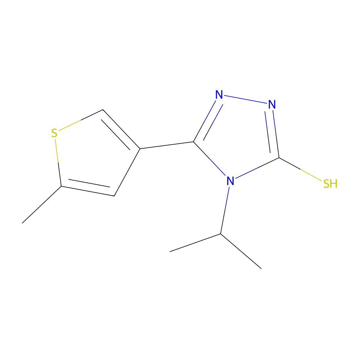 4-isopropyl-5-(5-methylthien-3-yl)-4H-1,2,4-triazole-3-thiol molecular structure, CAS 588682-95-5