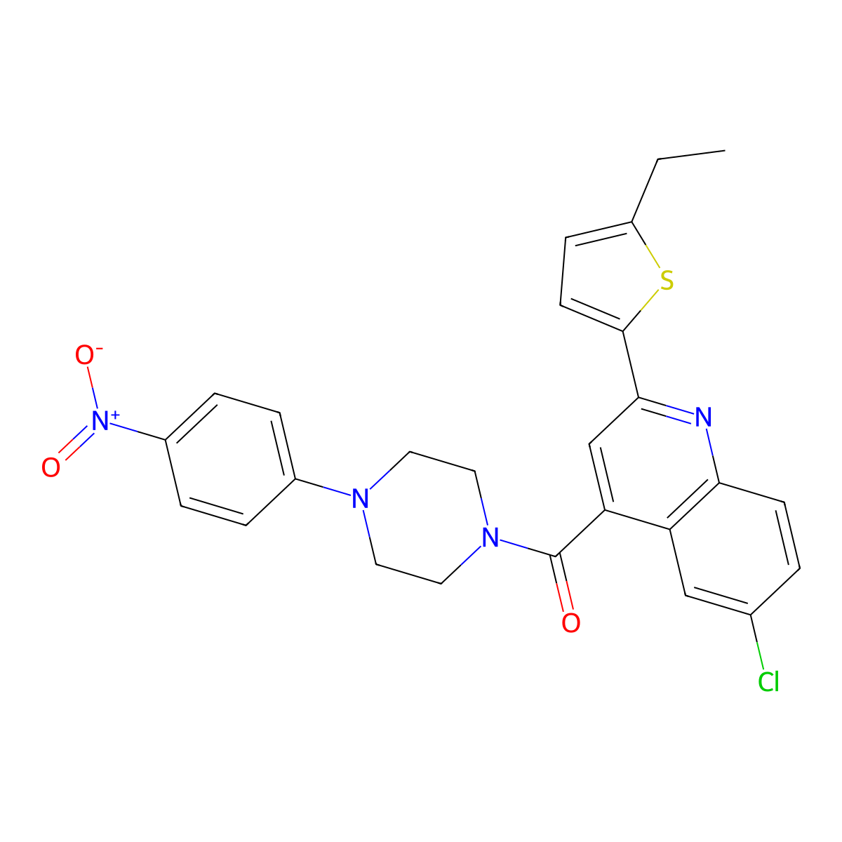 [6-Chloro-2-(5-ethylthiophen-2-yl)quinolin-4-yl]-[4-(4-nitrophenyl)piperazin-1-yl]methanone molecular structure, CAS 588683-21-0