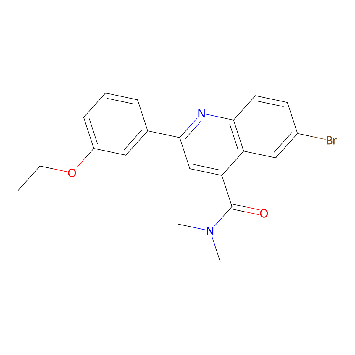6-bromo-2-(3-ethoxyphenyl)-N,N-dimethylquinoline-4-carboxamide molecular structure, CAS 588683-43-6