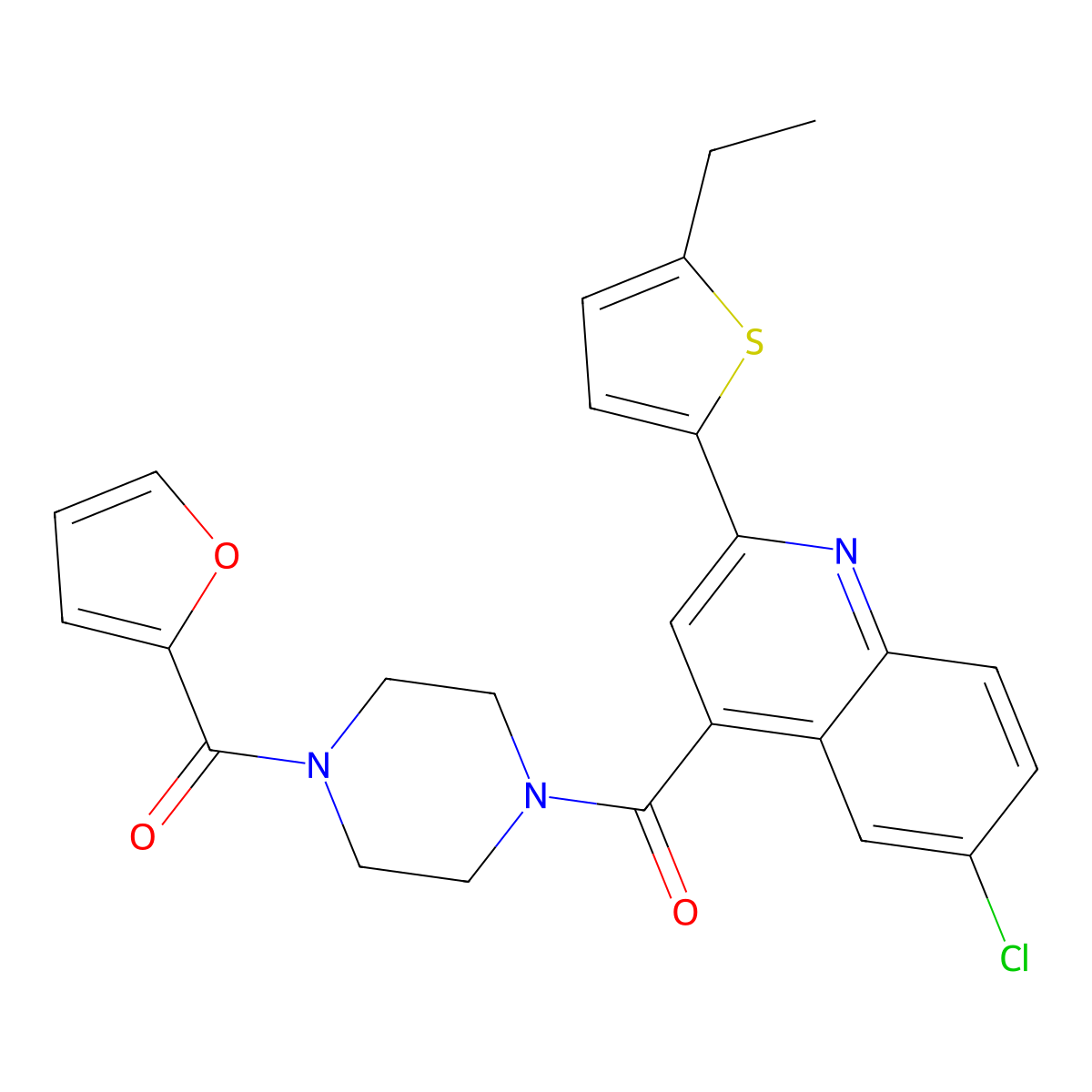 [4-[6-Chloro-2-(5-ethylthiophen-2-yl)quinoline-4-carbonyl]piperazin-1-yl]-(furan-2-yl)methanone molecular structure, CAS 588683-53-8