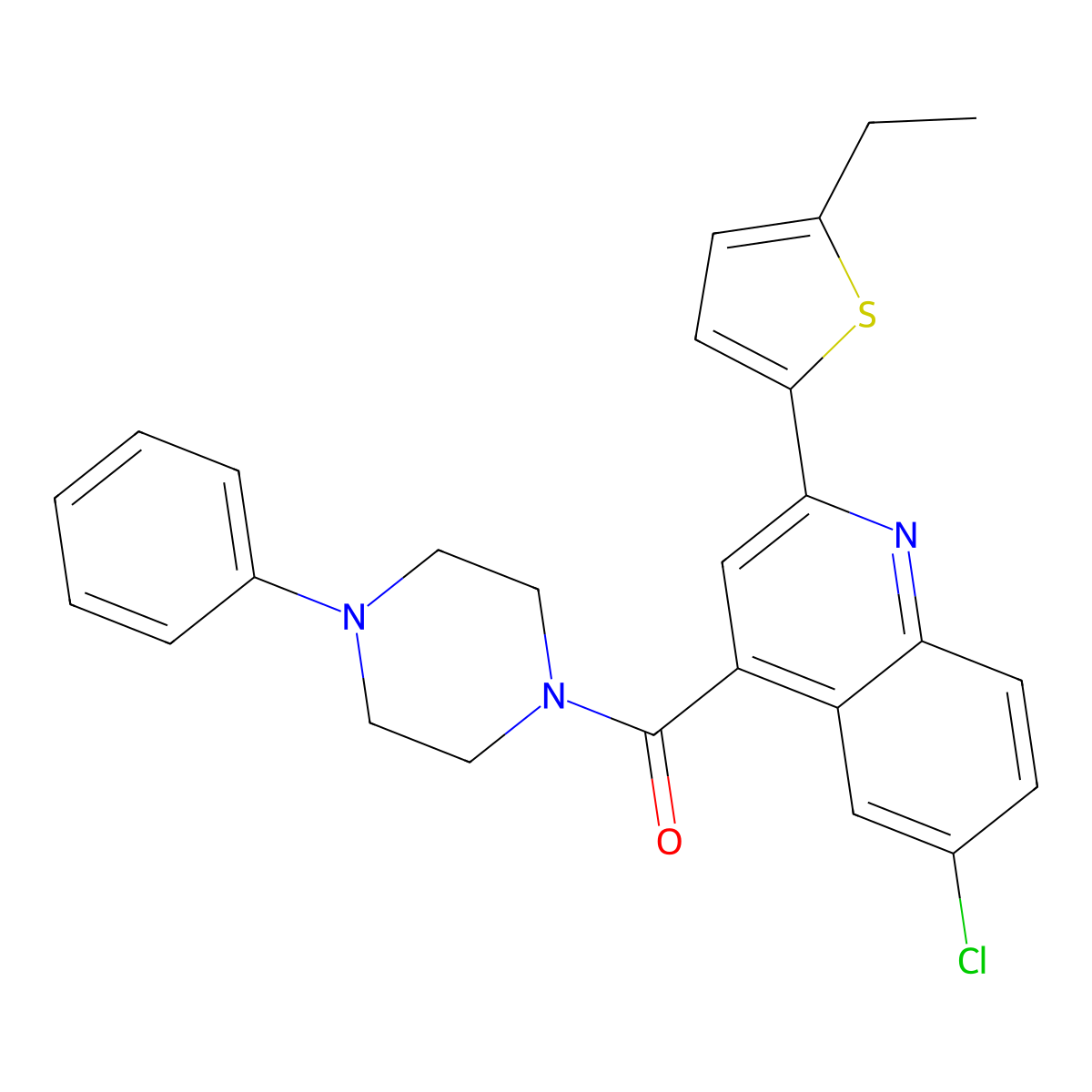 [6-Chloro-2-(5-ethylthiophen-2-yl)quinolin-4-yl]-(4-phenylpiperazin-1-yl)methanone molecular structure, CAS 588683-55-0