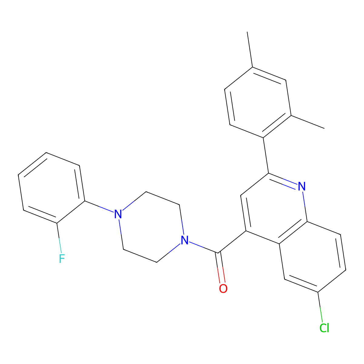 [6-Chloro-2-(2,4-dimethylphenyl)quinolin-4-yl]-[4-(2-fluorophenyl)piperazin-1-yl]methanone molecular structure, CAS 588683-74-3