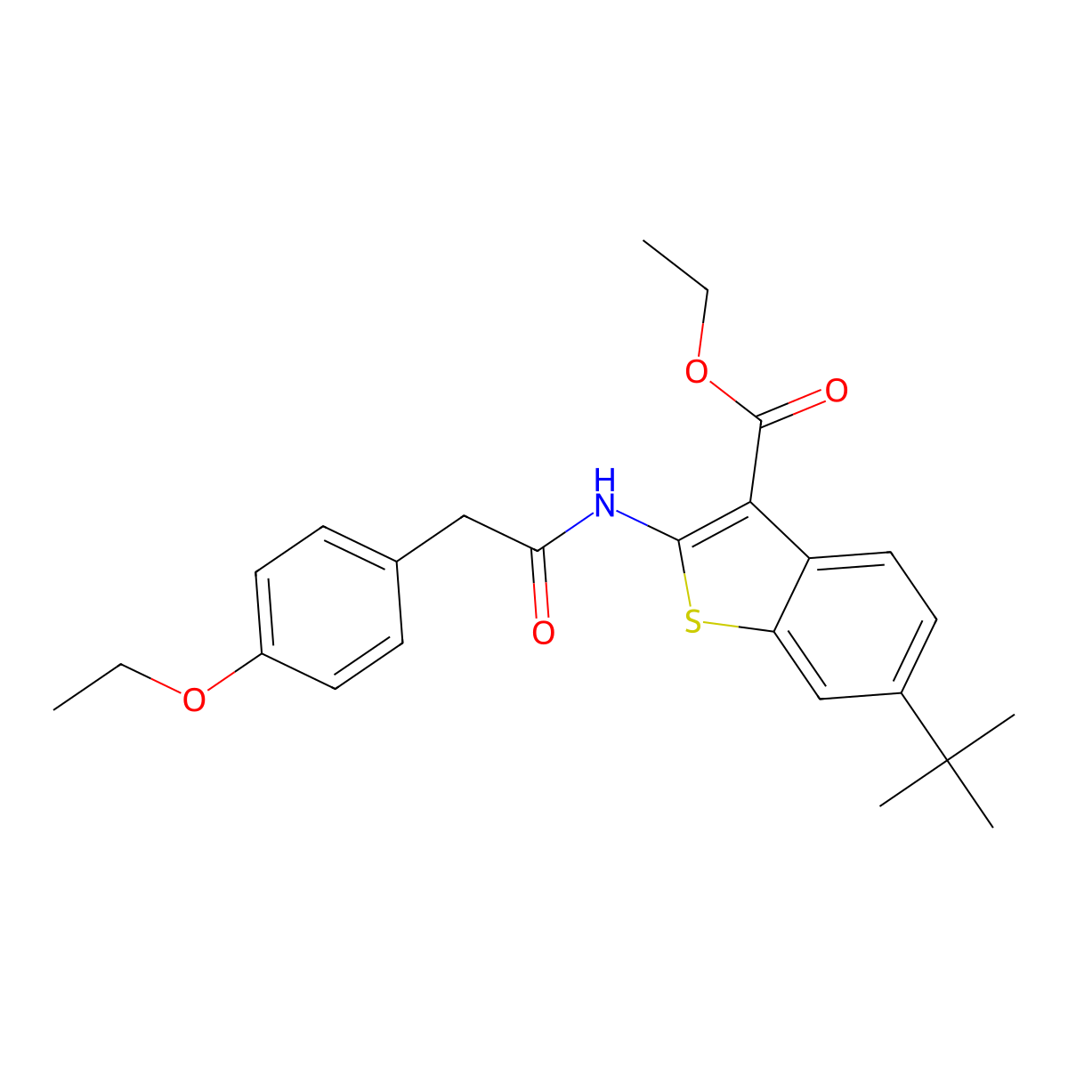 Ethyl 6-tert-butyl-2-{[(4-ethoxyphenyl)acetyl]amino}-1-benzothiophene-3-carboxylate molecular structure, CAS 588684-51-9