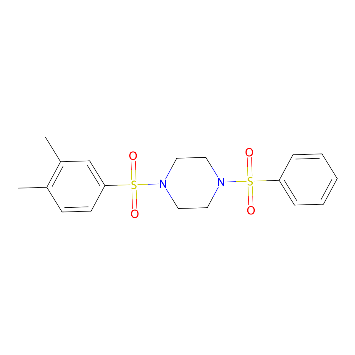 1-(Benzenesulfonyl)-4-(3,4-dimethylphenyl)sulfonylpiperazine molecular structure, CAS 588684-56-4