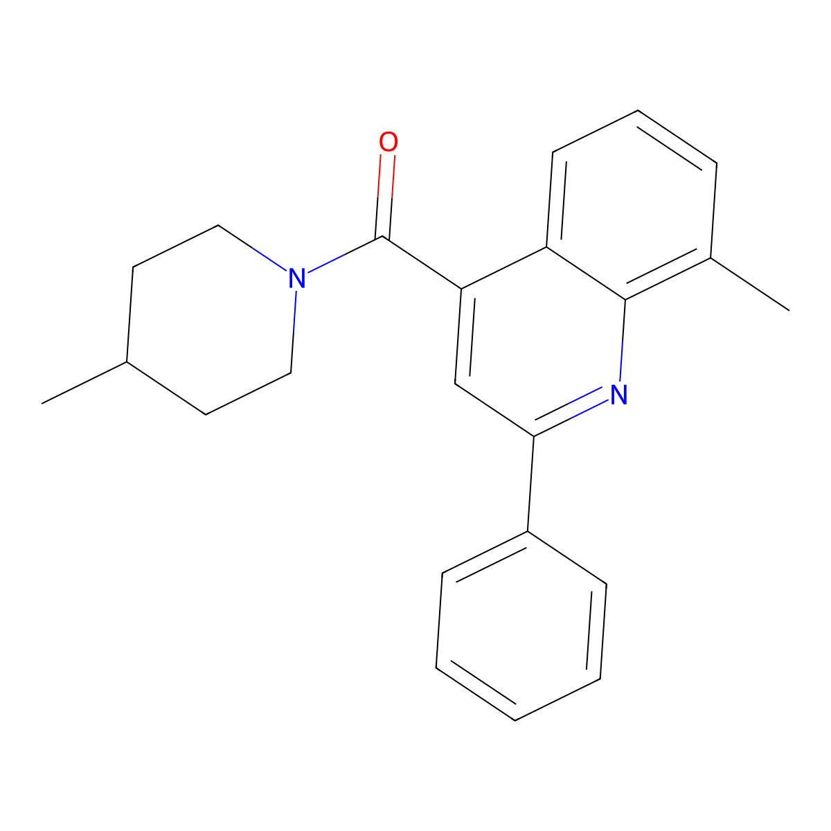 (8-Methyl-2-phenylquinolin-4-yl)-(4-methylpiperidin-1-yl)methanone molecular structure, CAS 588685-17-0