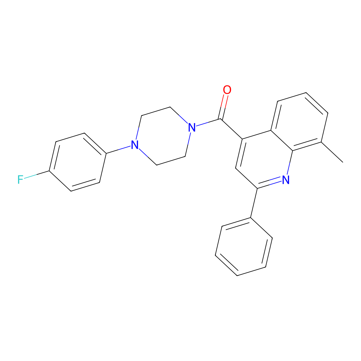 [4-(4-Fluorophenyl)piperazin-1-yl]-(8-methyl-2-phenylquinolin-4-yl)methanone molecular structure, CAS 588685-23-8