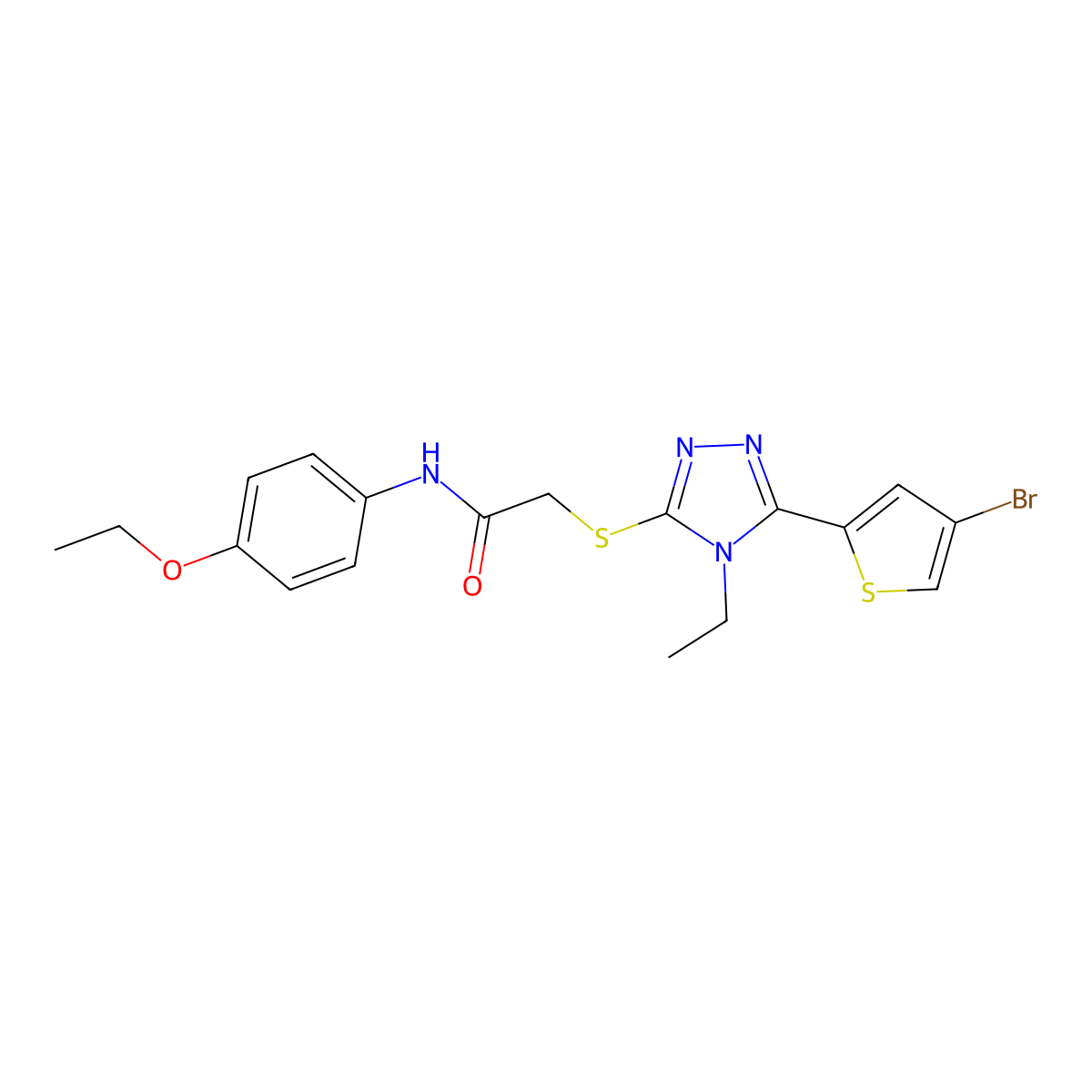 2-[[5-(4-bromothiophen-2-yl)-4-ethyl-1,2,4-triazol-3-yl]sulfanyl]-N-(4-ethoxyphenyl)acetamide molecular structure, CAS 588685-69-2