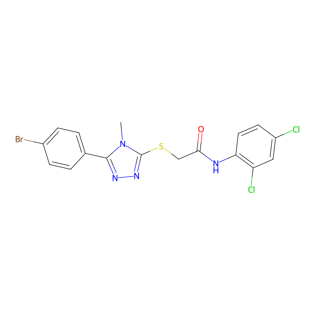 2-[[5-(4-bromophenyl)-4-methyl-1,2,4-triazol-3-yl]sulfanyl]-N-(2,4-dichlorophenyl)acetamide molecular structure, CAS 588685-84-1