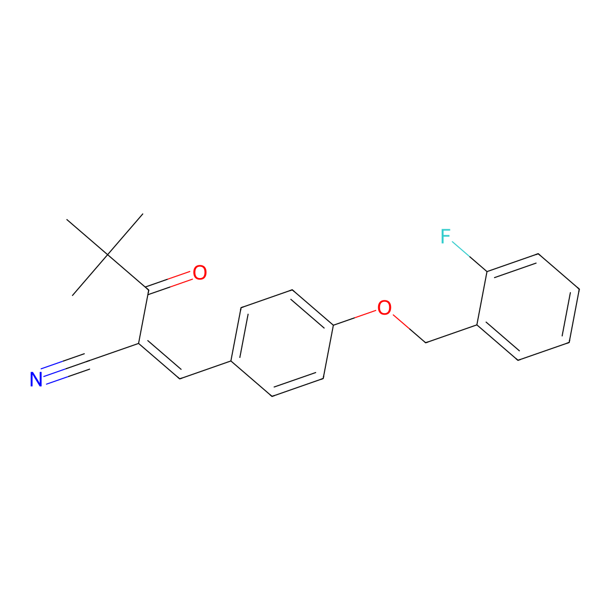 2-({4-[(2-Fluorophenyl)methoxy]phenyl}methylidene)-4,4-dimethyl-3-oxopentanenitrile molecular structure, CAS 588685-94-3