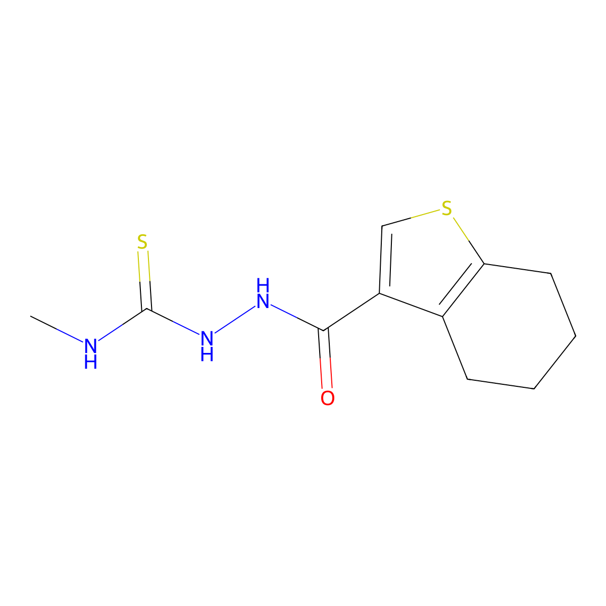 1-Methyl-3-(4,5,6,7-tetrahydro-1-benzothiophene-3-carbonylamino)thiourea molecular structure, CAS 588685-99-8
