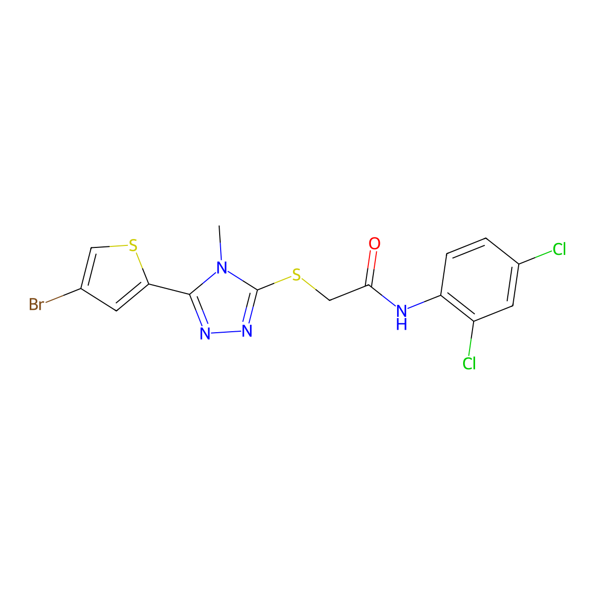 2-[[5-(4-bromothiophen-2-yl)-4-methyl-1,2,4-triazol-3-yl]sulfanyl]-N-(2,4-dichlorophenyl)acetamide molecular structure, CAS 588686-23-1
