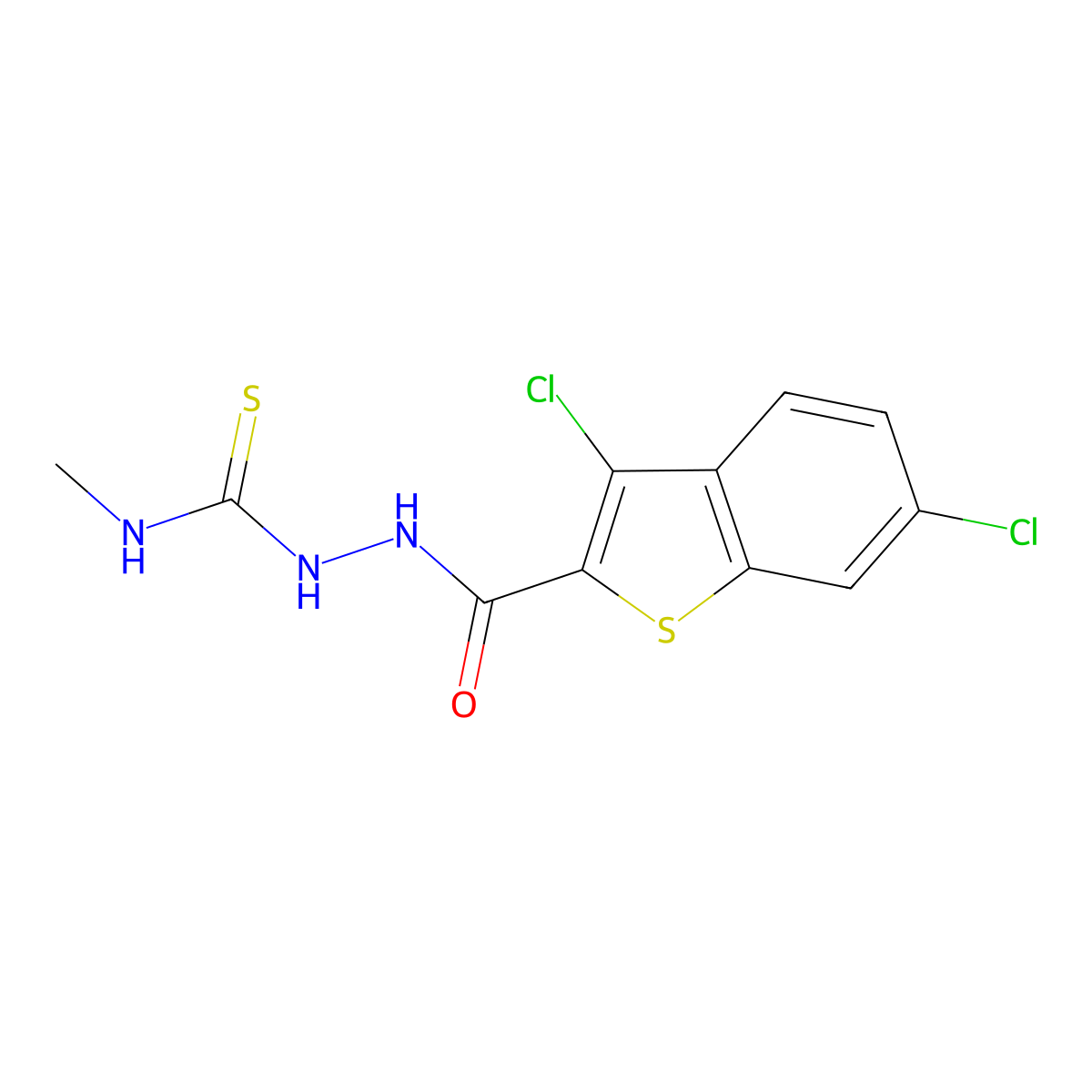 Benzo[b]thiophene-2-carboxylic acid, 3,6-dichloro-, 2-[(methylamino)thioxomethyl]hydrazide (9CI) molecular structure, CAS 588686-32-2
