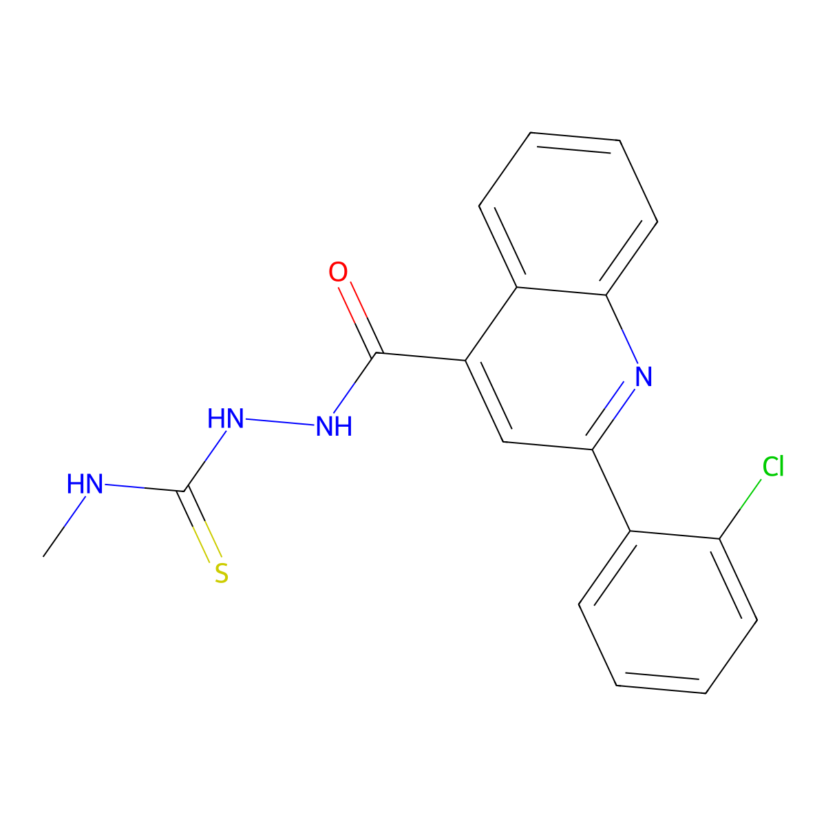 1-[[2-(2-Chlorophenyl)quinoline-4-carbonyl]amino]-3-methylthiourea molecular structure, CAS 588686-45-7