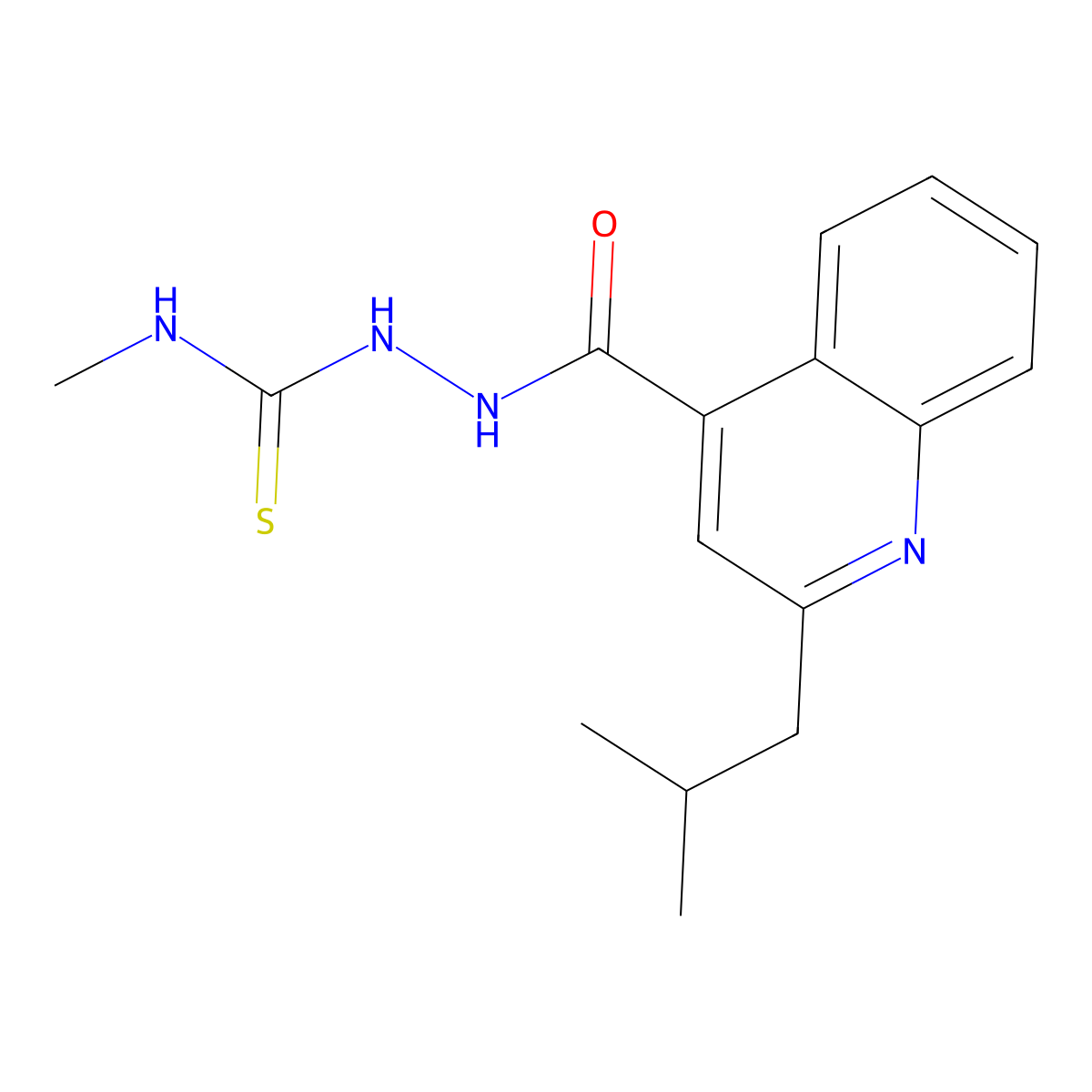 1-Methyl-3-[[2-(2-methylpropyl)quinoline-4-carbonyl]amino]thiourea molecular structure, CAS 588686-51-5