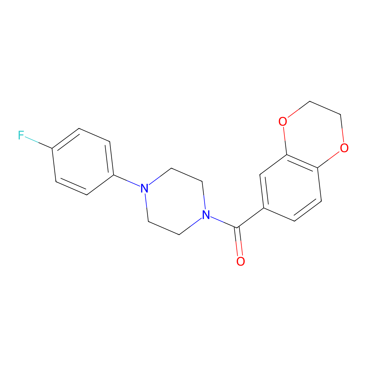 2,3-Dihydro-1,4-benzodioxin-6-yl-[4-(4-fluorophenyl)piperazin-1-yl]methanone molecular structure, CAS 588686-52-6