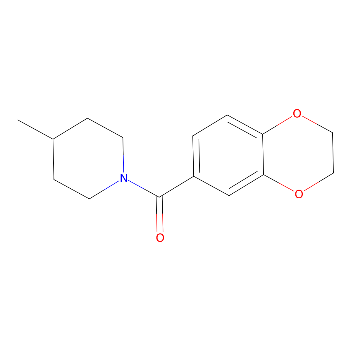 2,3-Dihydro-1,4-benzodioxin-6-yl-(4-methylpiperidin-1-yl)methanone molecular structure, CAS 588686-56-0