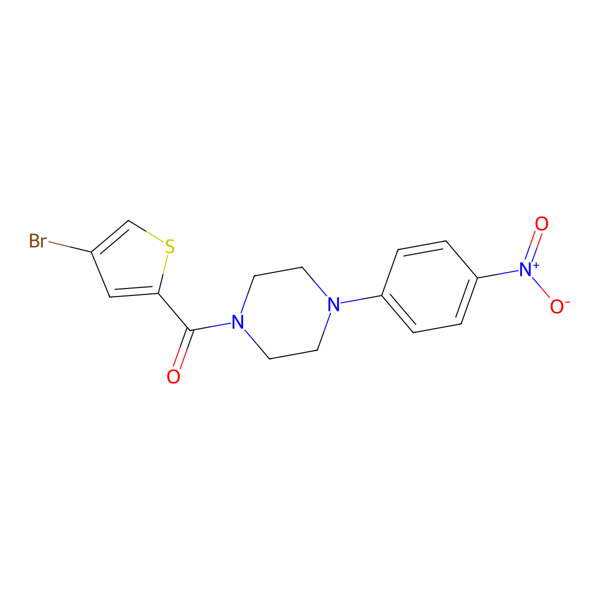 (4-Bromothiophen-2-yl)-[4-(4-nitrophenyl)piperazin-1-yl]methanone molecular structure, CAS 588686-58-2