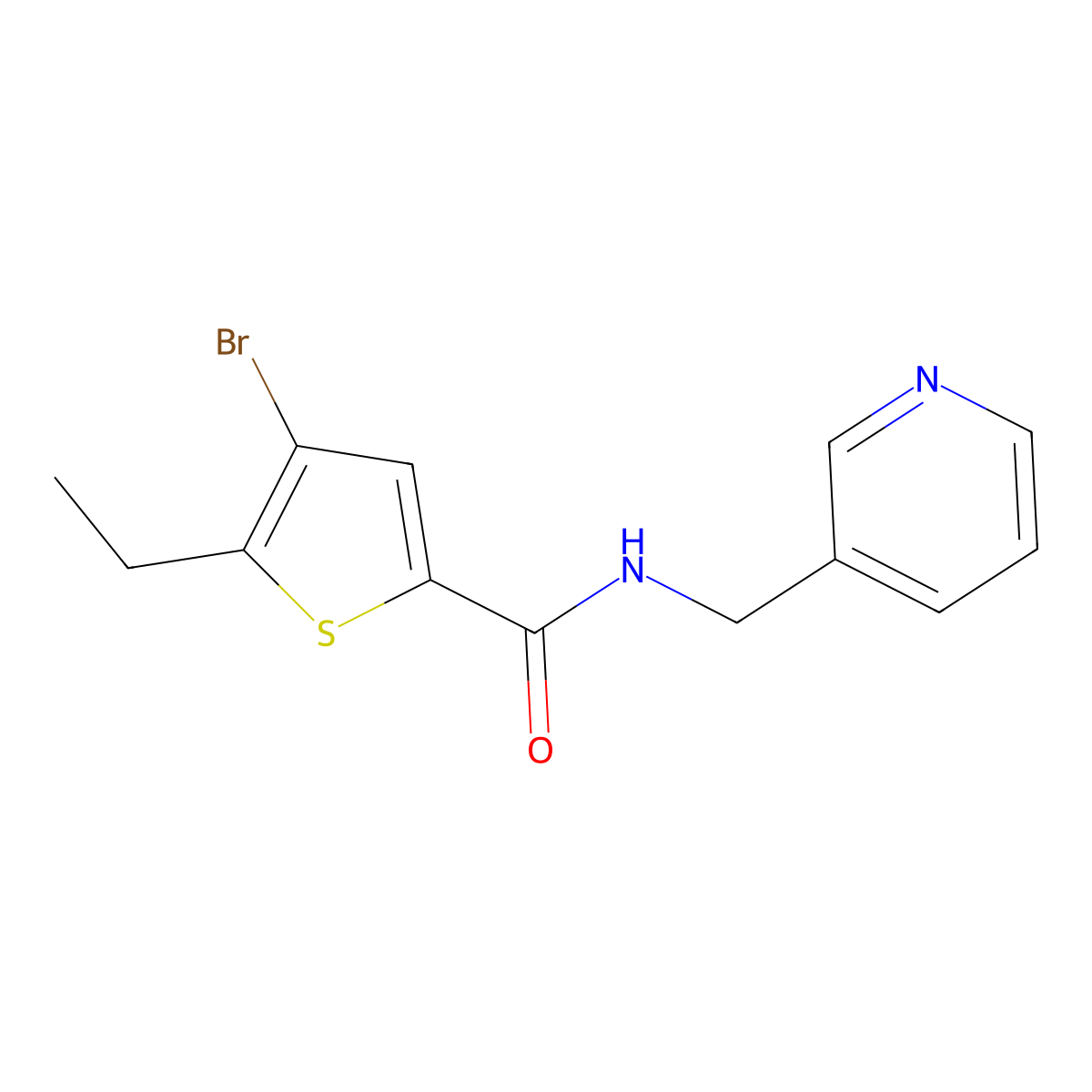 4-bromo-5-ethyl-N-(pyridin-3-ylmethyl)thiophene-2-carboxamide molecular structure, CAS 588686-63-9