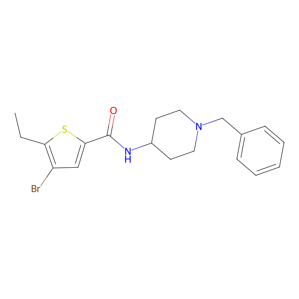 N-(1-benzylpiperidin-4-yl)-4-bromo-5-ethylthiophene-2-carboxamide molecular structure, CAS 588686-69-5