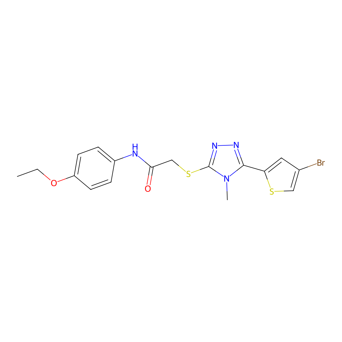 2-[[5-(4-bromothiophen-2-yl)-4-methyl-1,2,4-triazol-3-yl]sulfanyl]-N-(4-ethoxyphenyl)acetamide molecular structure, CAS 588686-94-6
