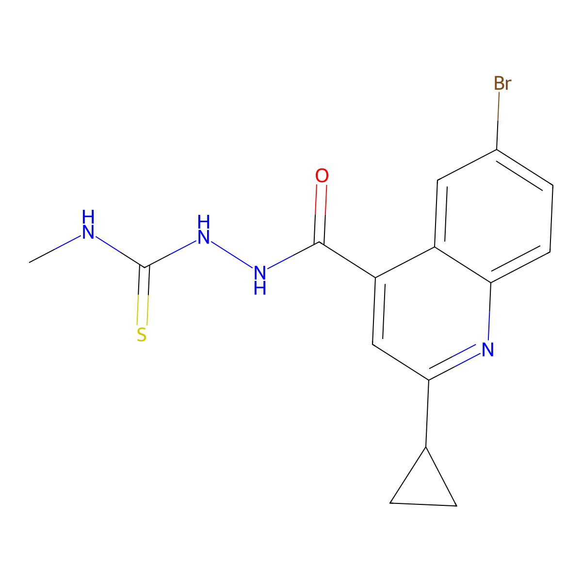 1-[(6-Bromo-2-cyclopropylquinoline-4-carbonyl)amino]-3-methylthiourea molecular structure, CAS 588687-04-1
