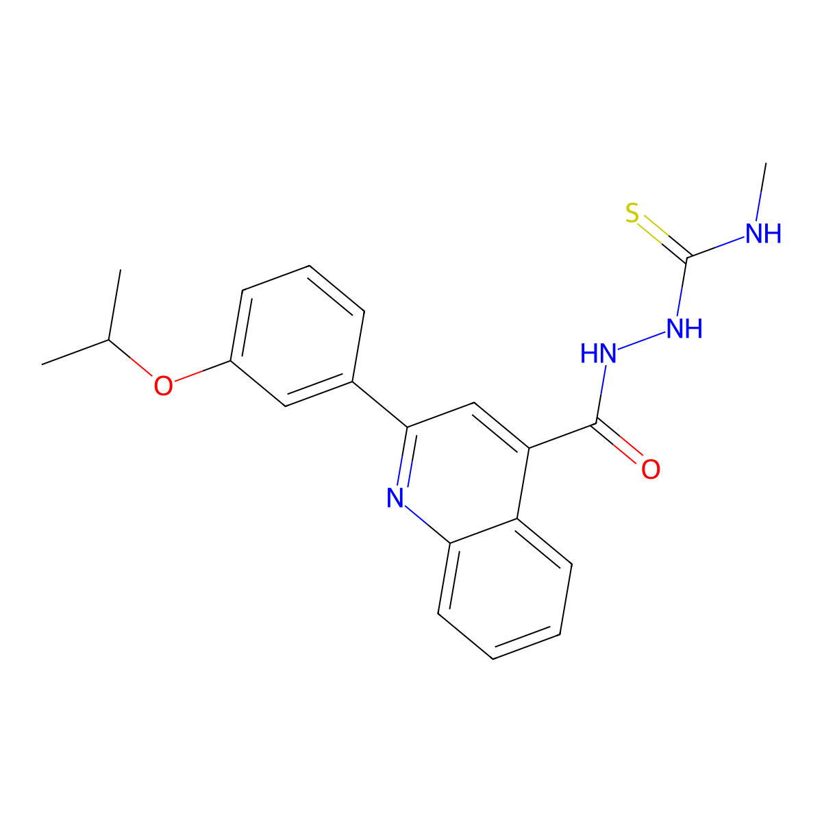 1-Methyl-3-[[2-(3-propan-2-yloxyphenyl)quinoline-4-carbonyl]amino]thiourea molecular structure, CAS 588687-12-1