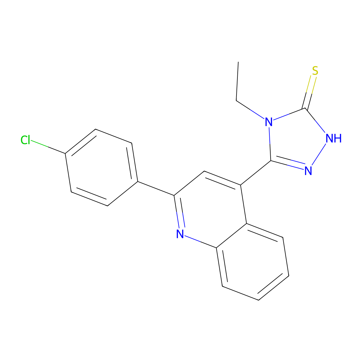 3-[2-(4-chlorophenyl)quinolin-4-yl]-4-ethyl-1H-1,2,4-triazole-5-thione molecular structure, CAS 588687-20-1