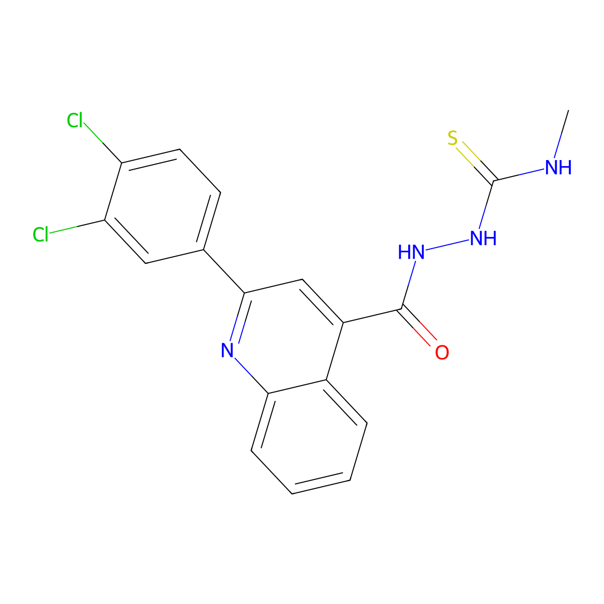 1-[[2-(3,4-Dichlorophenyl)quinoline-4-carbonyl]amino]-3-methylthiourea molecular structure, CAS 588687-26-7