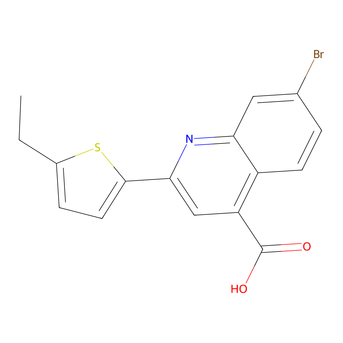 7-Bromo-2-(5-ethylthiophen-2-yl)quinoline-4-carboxylic acid molecular structure, CAS 588687-32-5