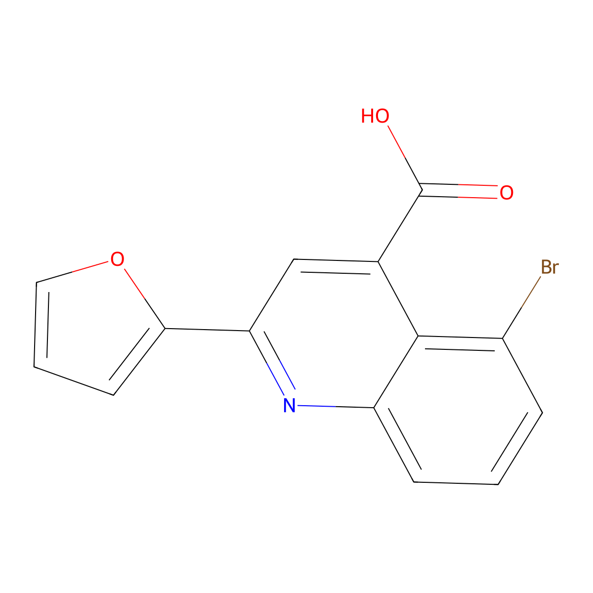 5-Bromo-2-(2-furanyl)-4-quinolinecarboxylic acid molecular structure, CAS 588687-38-1