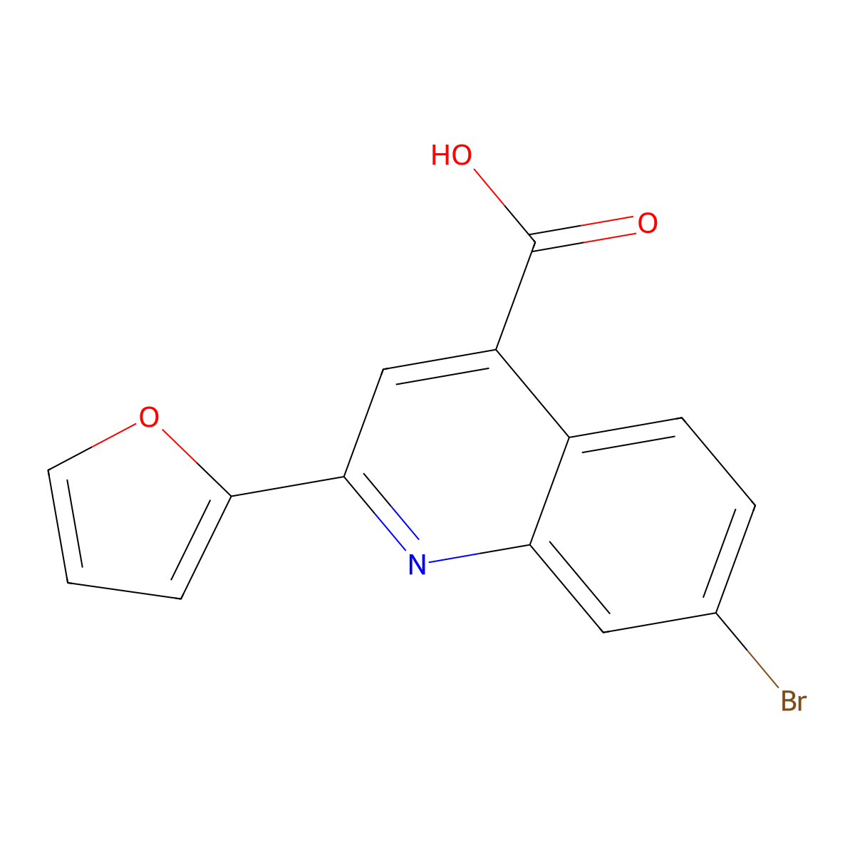7-bromo-2-(2-furyl)quinoline-4-carboxylic Acid molecular structure, CAS 588687-41-6