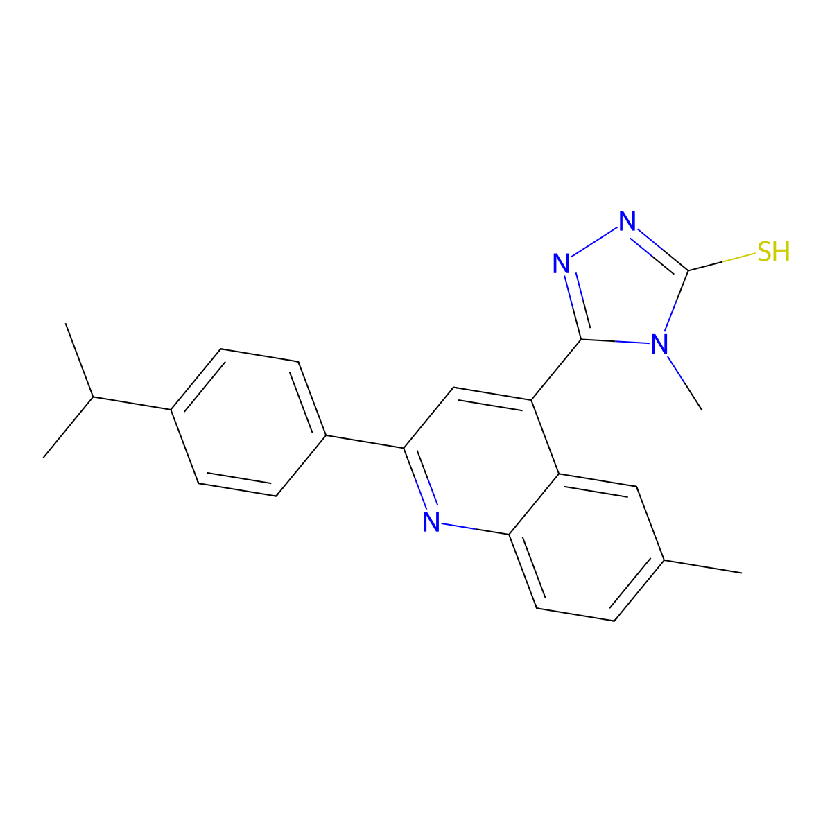 2,4-Dihydro-4-methyl-5-(6-methyl-2-(4-(1-methylethyl)phenyl)-4-quinolinyl)-3H-1,2,4-triazole-3-thione molecular structure, CAS 588687-42-7