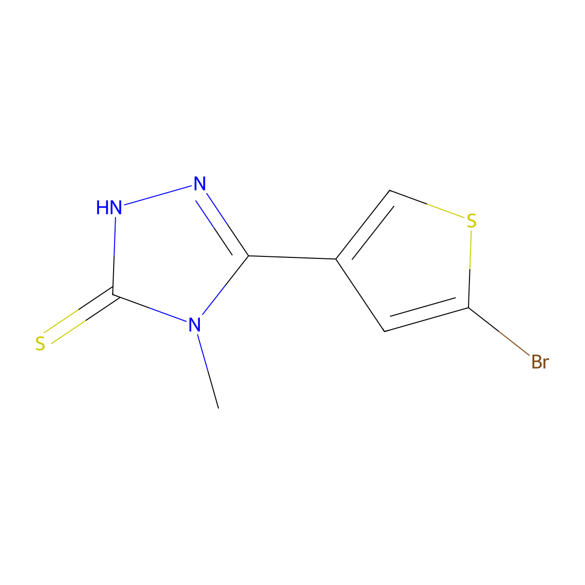 5-(5-Bromothiophen-3-yl)-4-methyl-2,4-dihydro-3H-1,2,4-triazole-3-thione molecular structure, CAS 588687-43-8