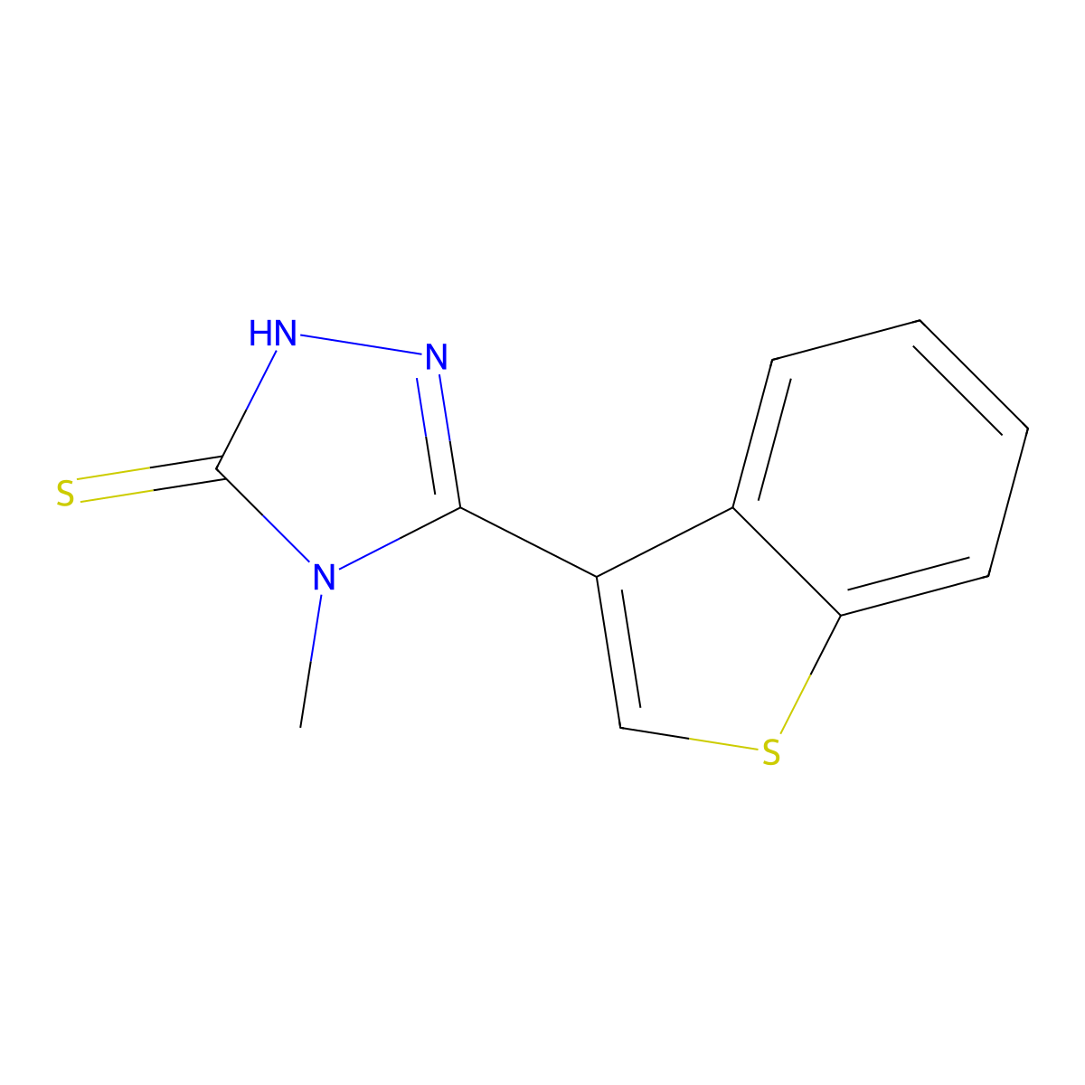 5-(1-Benzothiophen-3-yl)-4-methyl-2,4-dihydro-3H-1,2,4-triazole-3-thione molecular structure, CAS 588687-45-0
