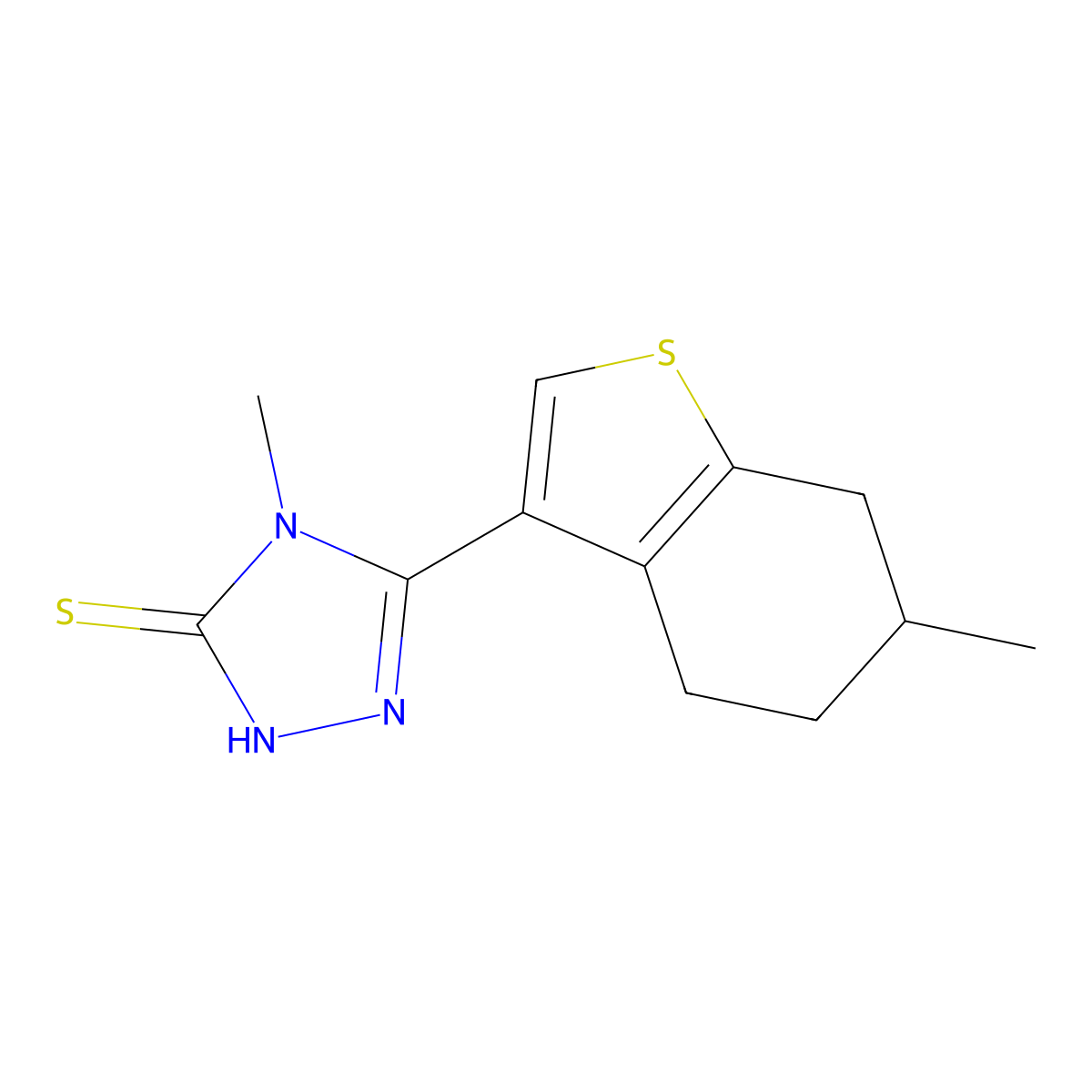 4-methyl-5-(6-methyl-4,5,6,7-tetrahydro-1-benzothien-3-yl)-4H-1,2,4-triazole-3-thiol molecular structure, CAS 588687-51-8