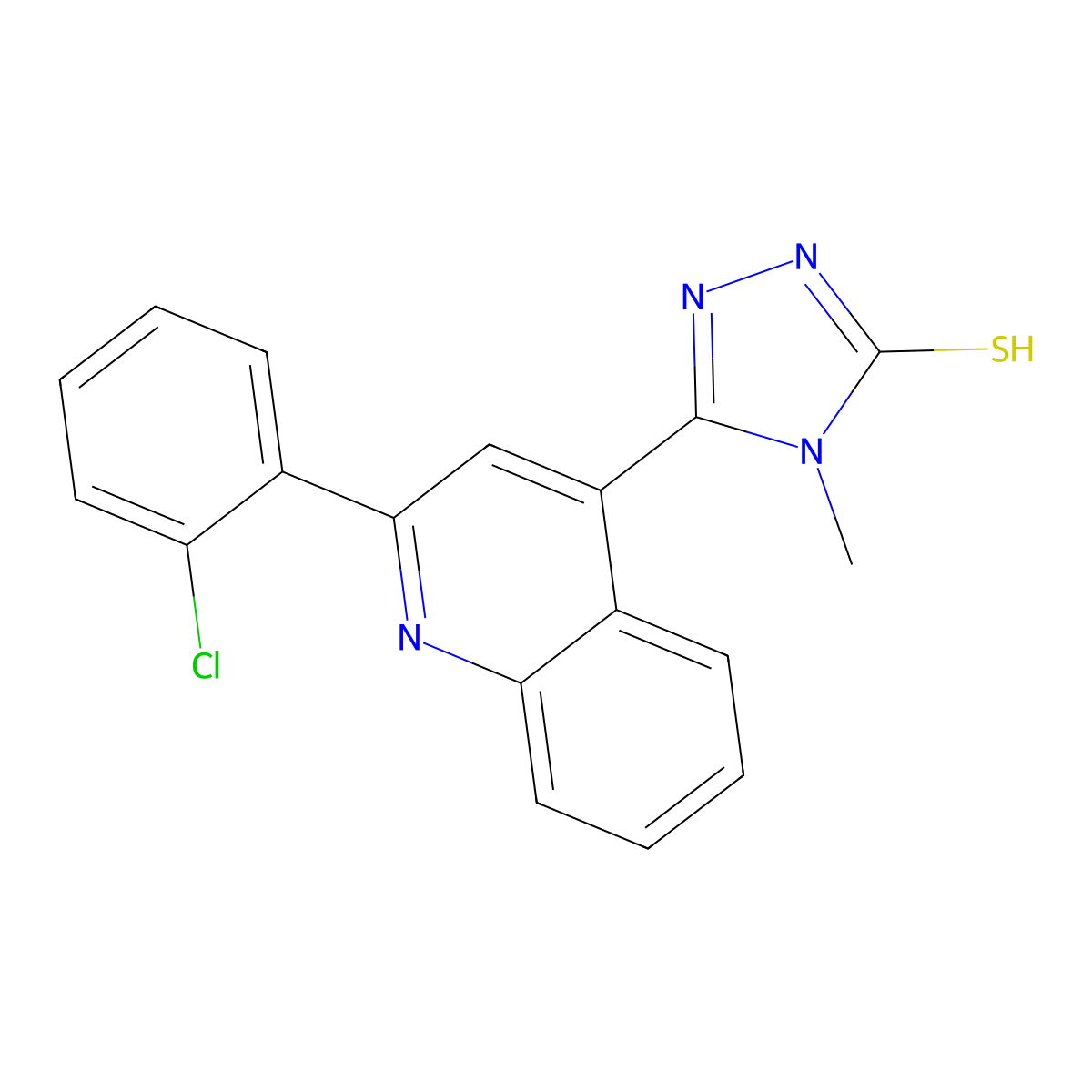 5-(2-(2-Chlorophenyl)-4-quinolinyl)-2,4-dihydro-4-methyl-3H-1,2,4-triazole-3-thione molecular structure, CAS 588687-52-9