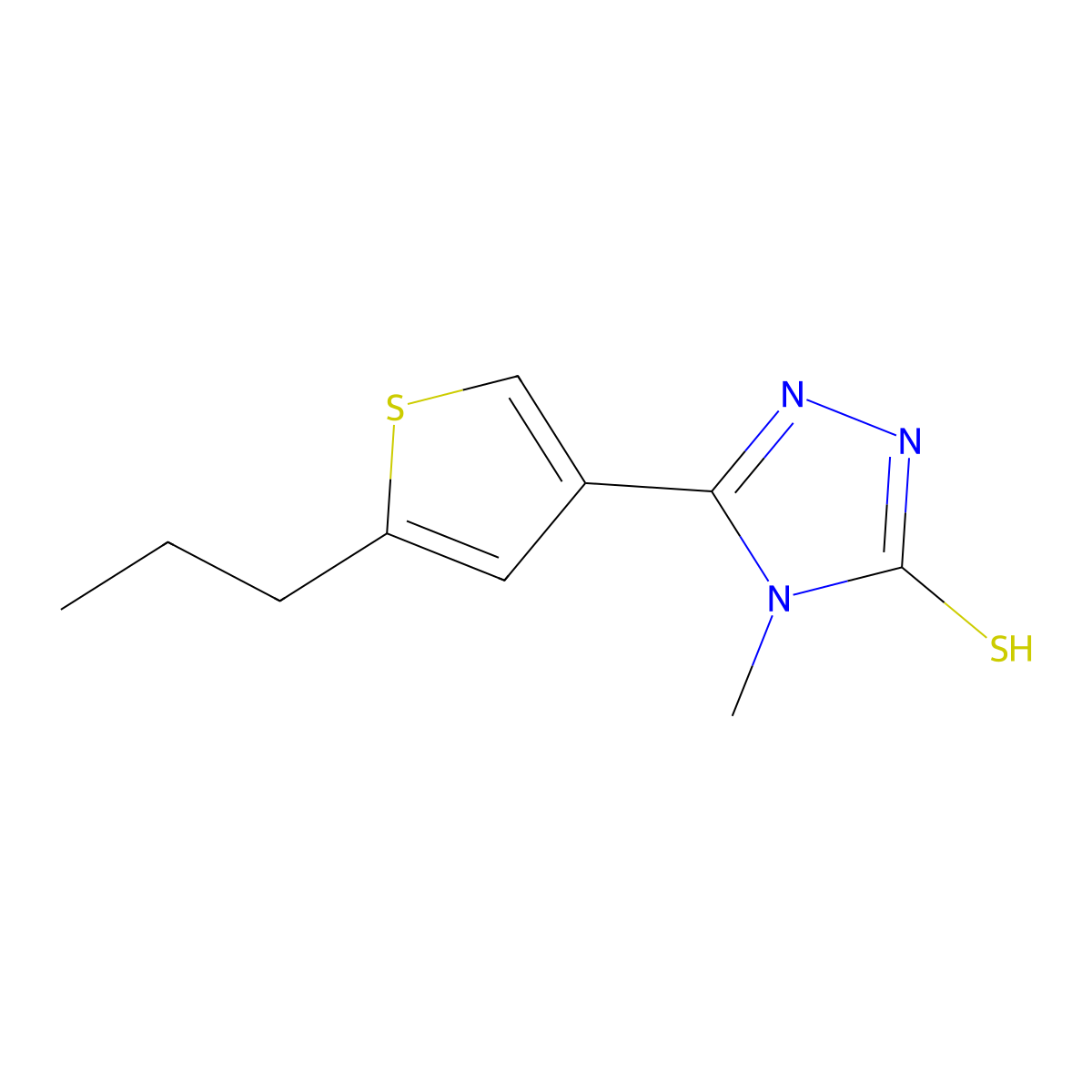 4-methyl-5-(5-propylthien-3-yl)-4H-1,2,4-triazole-3-thiol molecular structure, CAS 588687-53-0