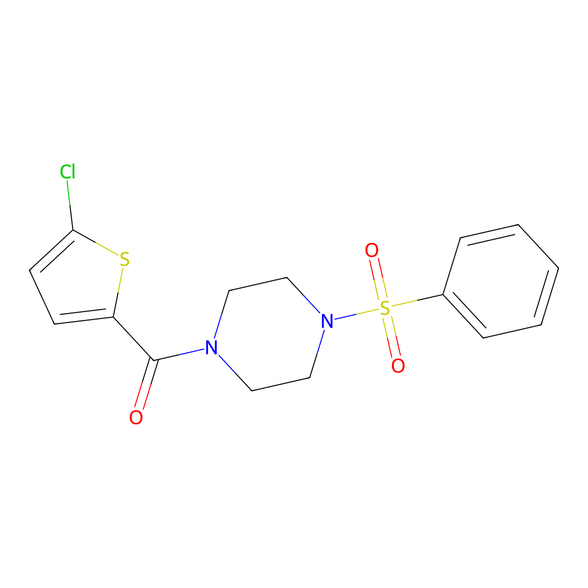 [4-(Benzenesulfonyl)piperazin-1-yl]-(5-chlorothiophen-2-yl)methanone molecular structure, CAS 588687-83-6